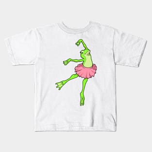 Cartoon frog dances ballet - ballerina Kids T-Shirt